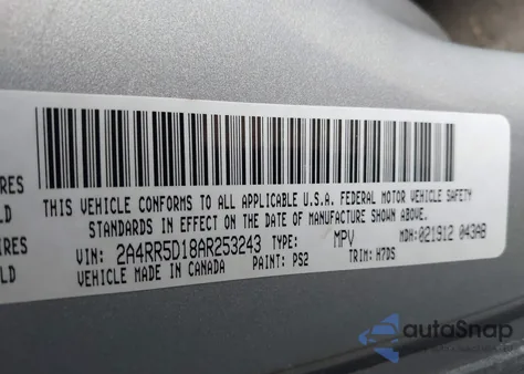 2010 Chrysler Town & Country Touring z USA, uszkodzony, nr VIN 2A4RR5D18AR253243